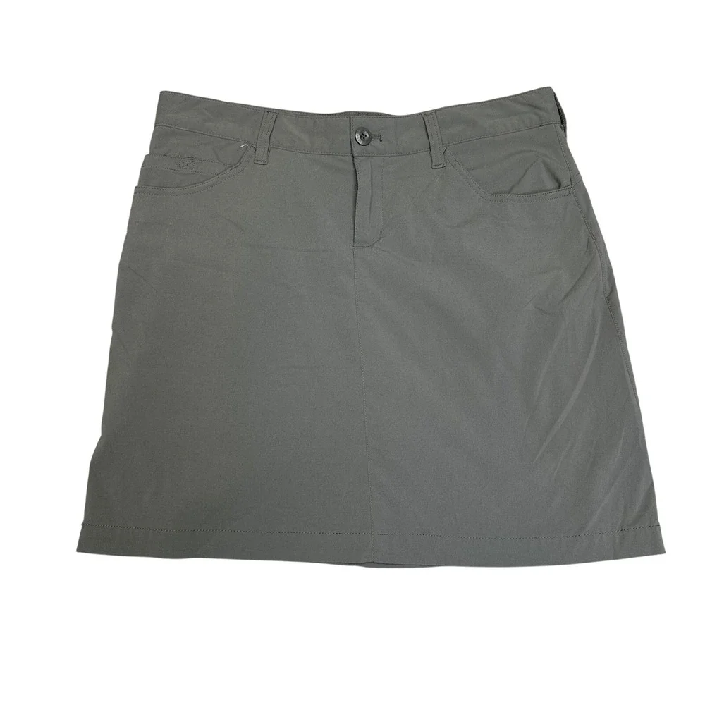 Eddie Bauer‎ First Ascent Womens 4 Gray Olive Green Hiking Outdoor Skort Stretch